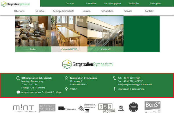 Kontaktdaten vom Bergstrassengymnasium