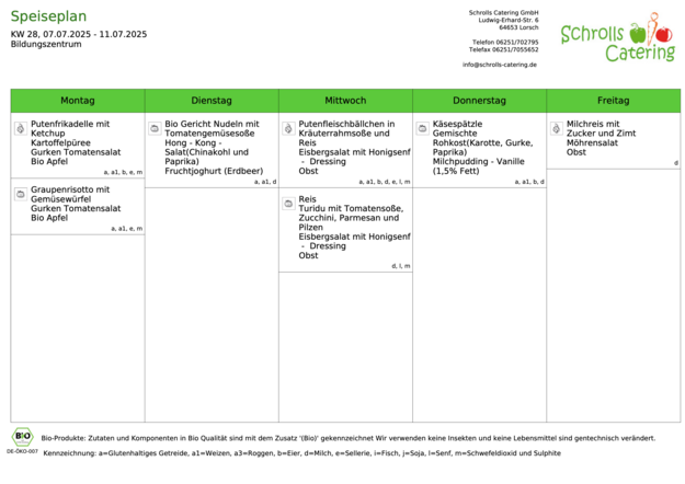 Speiseplan 07.-11.07.2025