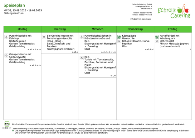 Speiseplan 15.-19.09.2025