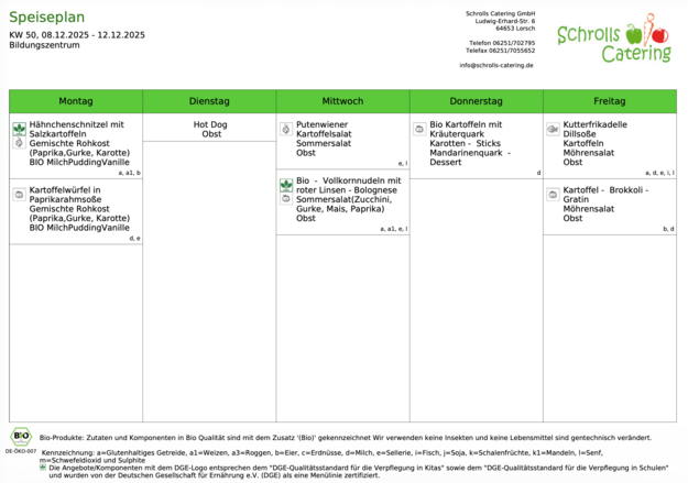 Speiseplan 08.-12.12.2025