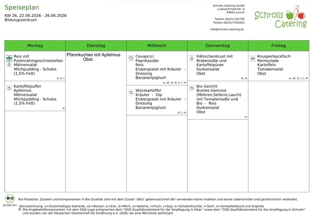 Speiseplan 22.-26.06.2026 Speiseplan 22.-26.06.2026